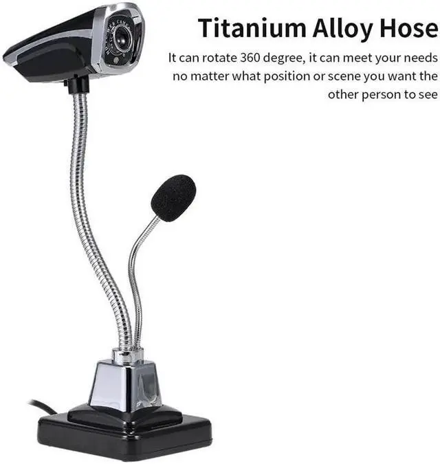 Main image of Camera USB PC Webcam with Microphone for Live Streaming Online Chat Video Camera Support Windows Flexible Gooseneck LED