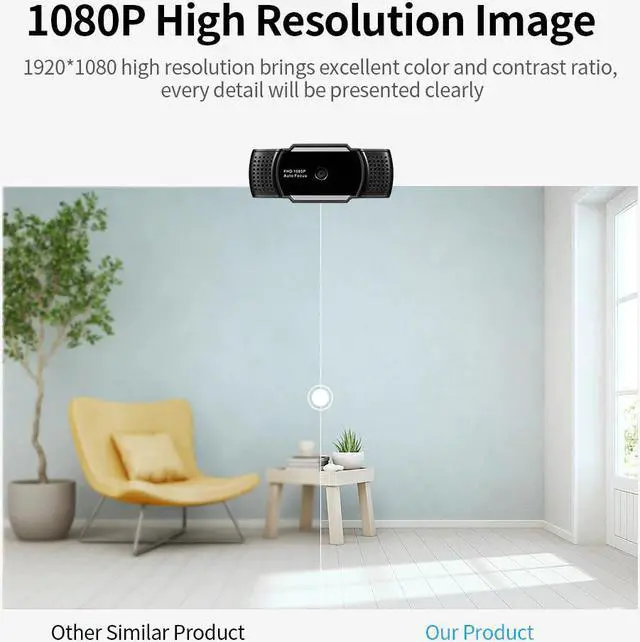 Alt view image 2 of 5 - Webcam 1080P 5MP Conference Web Camera HD Auto Focus Wide Angle Built-in Microphone Web Cam for home Video Meeting pc