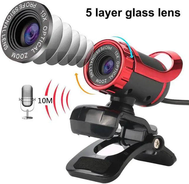 Alt view image 7 of 7 - 12 Megapixels HD Webcam USB 2.0 Camera Web Cam 360 Degree MIC Clip-on for Desktop Skype Computer PC Laptop Built-in Microphone