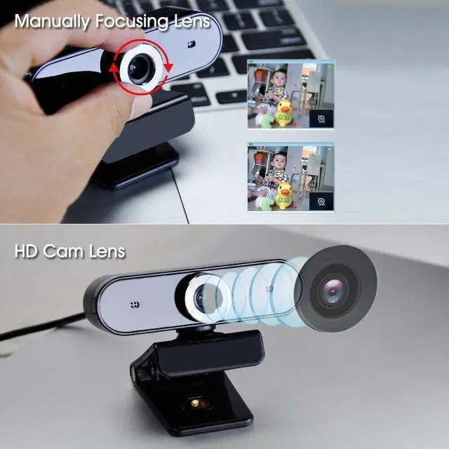 Alt view image 4 of 7 - 1080P Full HD Smart Auto Control Web Camera USB Driver-free Webcam with Noise-cancelling Mic for Teleconferencing Live Streaming