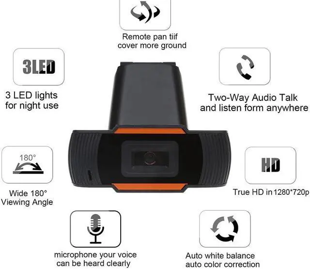 Alt view image 3 of 5 - HD Webcam 720p USB Rotating Camera For Video Recording Web Camera with Microphone for PC Computer Laptop Desktop HD camera