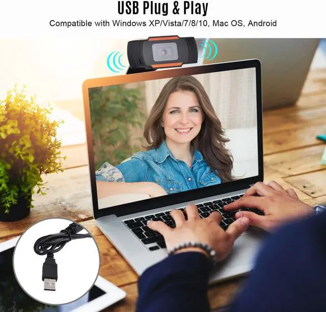 Alt view image 5 of 5 - 720/1080P Full HD Webcam Video Conference Camera Computers Camera with Microphone USB Plug&Play for Live Webcasting Web Cam