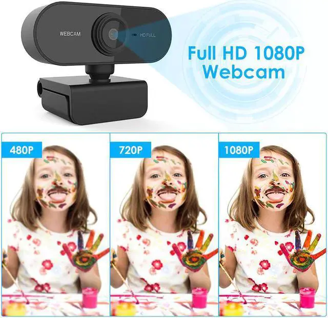 Alt view image 2 of 5 - 1080P HD USB Computer Webcam with 360 Degree Rotation Base Autofocus Web Camera w/Mic for Video Call PC Cam Support Mac Win