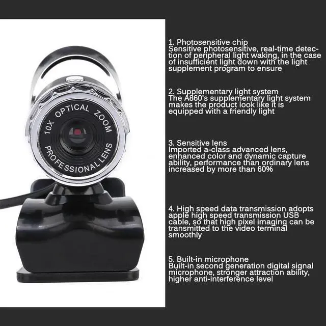Alt view image 2 of 5 - Definition Web Cam  USB HD Webcam With Micro 360 Degrees Clip-On Camera For Skype Computer Youtube PC Laptop Windows XP