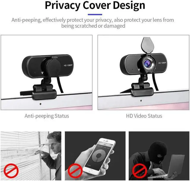 Alt view image 5 of 5 - Webcam 1080P USB Webcam 4K with Privacy Cover Manual Focus Video Conference Web Camera Built-in Microphone for Laptop Desktop