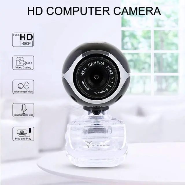 Main image of 480P Webcam Cam 360 Degree Rotatable Web Camera Video Recording Call USB Camera With Micr For PC Laptop Desktop Computer