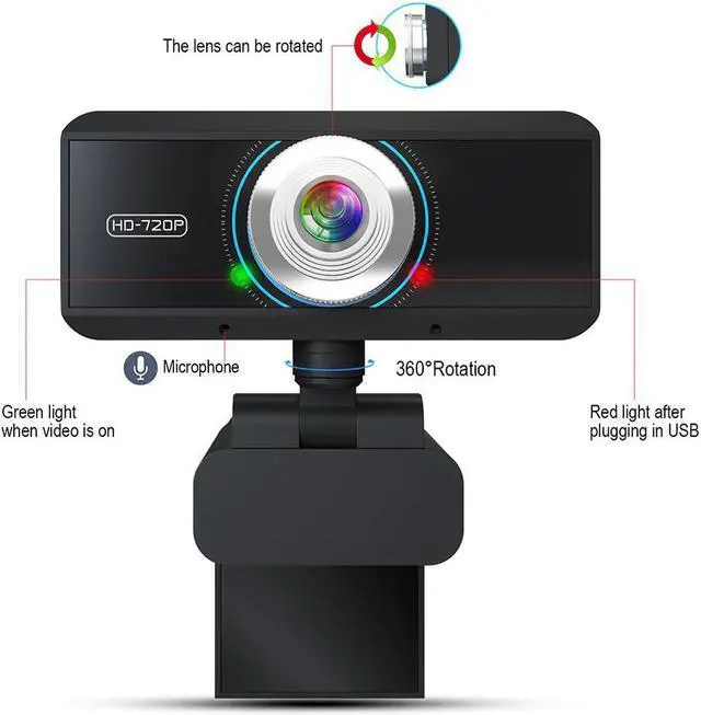 Alt view image 3 of 5 - 1 Megapixel HD Webcam 720P PC Web USB Camera Cam Video Conference with Microphone for Laptop Computer