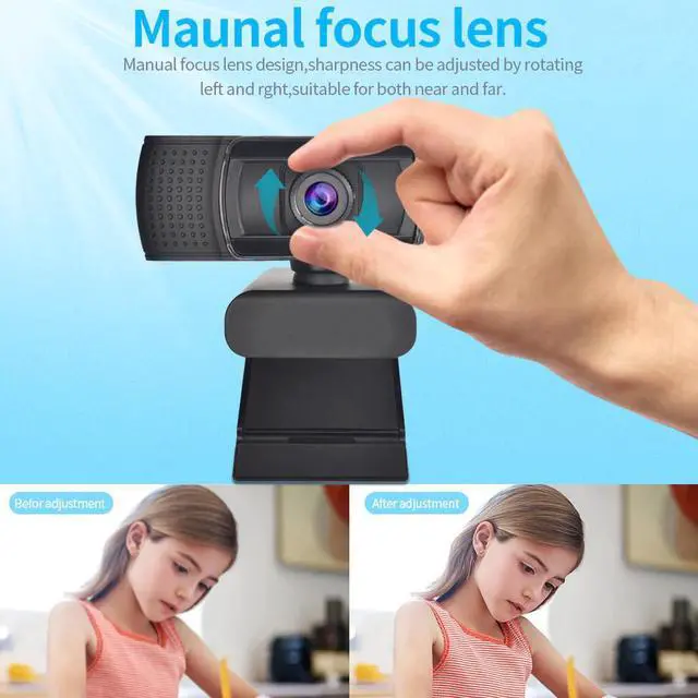 Alt view image 5 of 5 - ASHU H601 USB Webcam 1080p 60fps Focus Web Camera with Noise-Cancelling Microphone PC/Computer Camera for Live Online Teaching