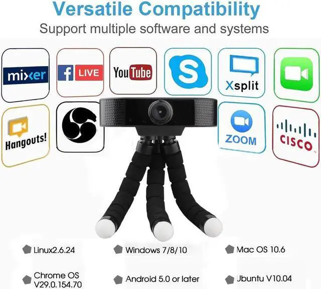Alt view image 2 of 5 - 1080P Full HD  Mini USB Camera For Video Meeting/Youtube Web Camera For Laptop Computer With Microphone Tripod