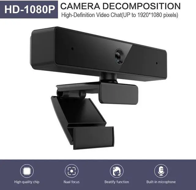 Alt view image 3 of 5 - HD 1080P Webcam with Built-in Microphone Video Conference Live Streaming USB Web Camera for PC Remote Office High Quality