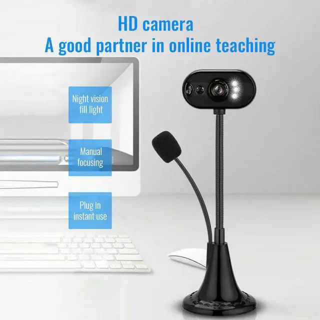 Alt view image 4 of 7 - 12 Megapixels HD Webcam USB 2.0 Camera Web Cam 360 Degree MIC Clip-on for Desktop Skype Computer PC Laptop Built-in Microphone