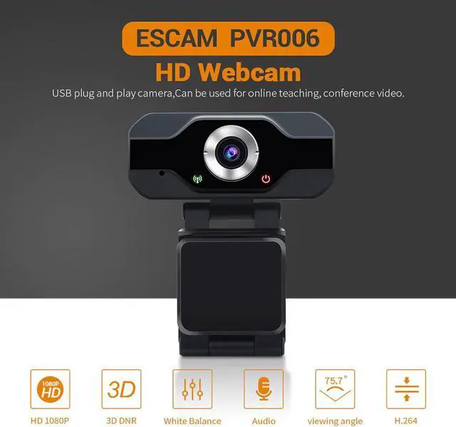 Alt view image 3 of 5 - 1080P HD Webcam Web Camera with Built-in HD Microphone 1080p USB Plug Play Web Cam Widescreen Video for PC Desktop Laptops