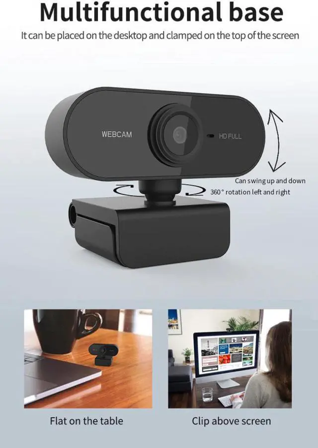 Alt view image 2 of 7 - HD 1080P/480P Webcam With Microphone Computer Pc Web Camera Rotatable Camera For Live Broadcast Video Conference Work