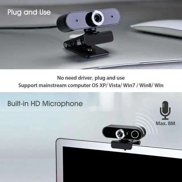 Alt view image 2 of 7 - 1080P Full HD Smart Auto Control Web Camera USB Driver-free Webcam with Noise-cancelling Mic for Teleconferencing Live Streaming