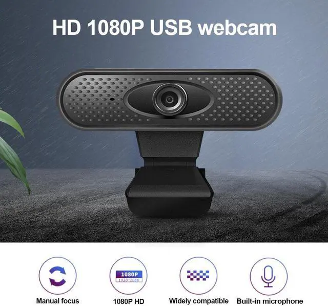 Alt view image 2 of 7 - 1080p full hd usb camera web cam microphones windows 10 for computer pc - with Desktop stand