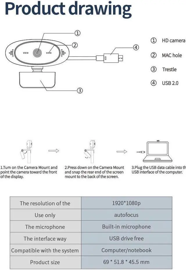 Alt view image 2 of 5 - 1080P Web Camera Built-in Microphone Auto Focus For PC Laptop High-end Video Call Camera Computer Peripherals