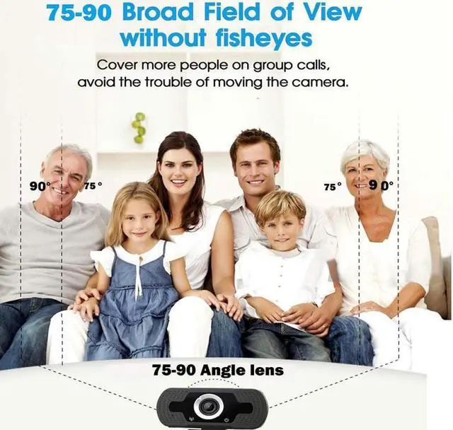 Alt view image 3 of 5 - 1080P HD Web Camera 1920 X 1080p USB 2.0 Built-in Microphone Clip-on PC Laptop Desktop USB s No Driver