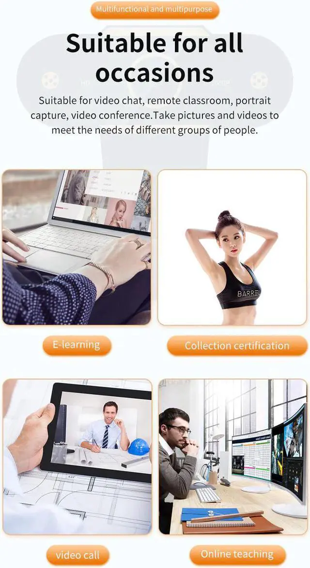 Alt view image 5 of 5 - 480P/720P/1080P/2K HD Webcam Web Camera With Microphone USB2.0 Web Cam For PC YouTube Skype Live Broadcast Video Calling Work