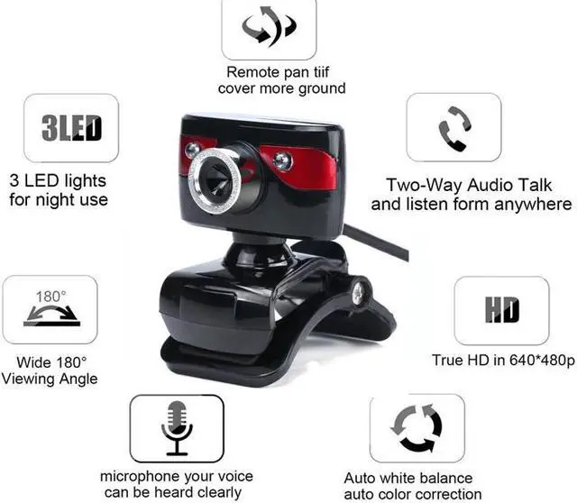 Alt view image 5 of 5 - Web Camera USB Webcam 2 Led Web Cam with MIC Clip-on for Skype Youtube Computer PC Laptop Notebook Camera