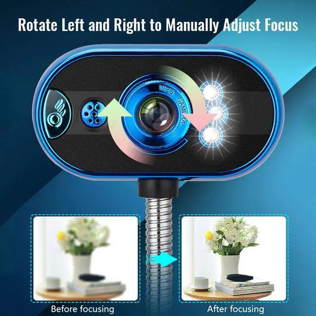 Alt view image 2 of 7 - 12 Megapixels HD Webcam USB 2.0 Camera Web Cam 360 Degree MIC Clip-on for Desktop Skype Computer PC Laptop Built-in Microphone