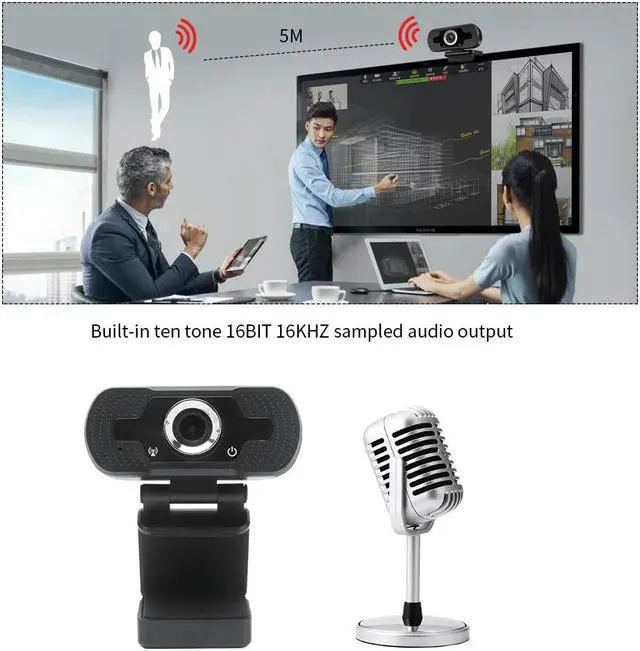 Alt view image 3 of 5 - 1080P USB Webcam Web Camera Built-in Stereo Microphone Computer Camera Full  Skype Video Call For PC Laptop Video Web Cam