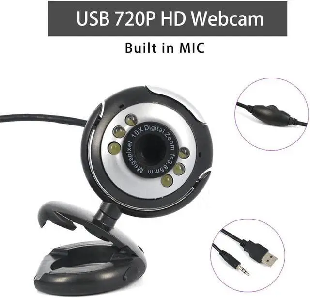 Alt view image 4 of 5 - 12M HD Camera with Microphone 30 Mega Pixel Web Cam 6 LED HD Webcam Camera MIC FOR PC LAPTOP