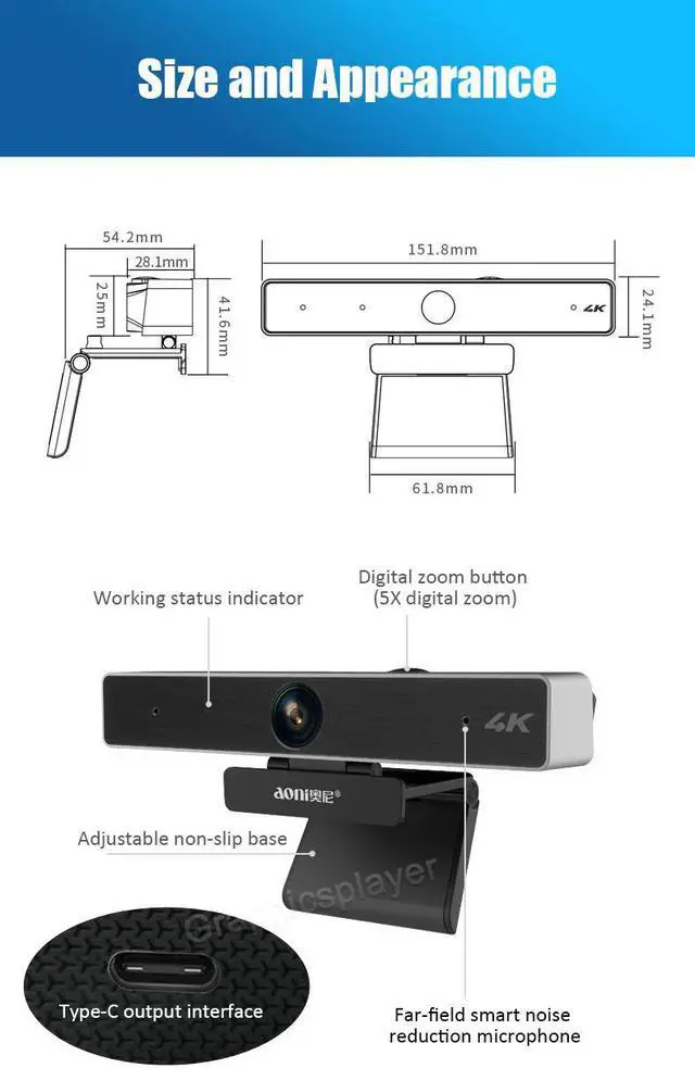 Alt view image 3 of 5 - webcam video conference 4K camera conference tablet remote Web cam for Windows