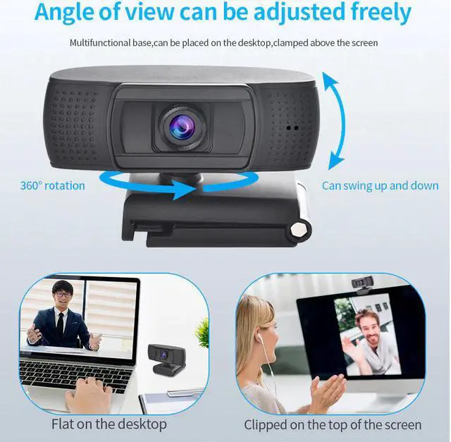 Alt view image 3 of 5 - ASHU H601 USB Webcam 1080p 60fps Focus Web Camera with Noise-Cancelling Microphone PC/Computer Camera for Live Online Teaching