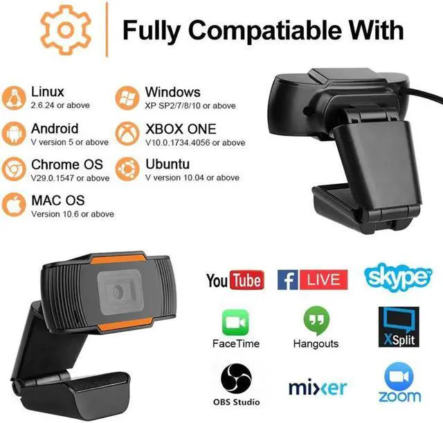 Alt view image 4 of 5 - 30 Degrees Rotatable USB 2.0 Webcam 1080p Full HD 480P 720P Video Recording Web Camera  Webcam with Micro for PC Network