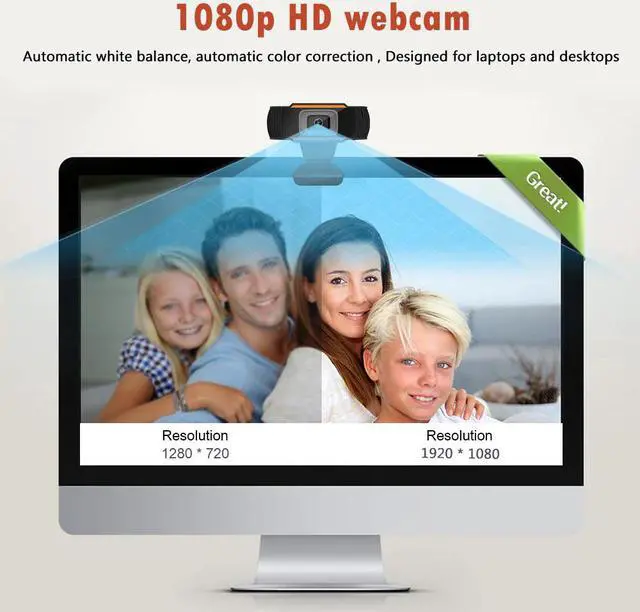 Alt view image 3 of 5 - Full HD 1080P USB Video Gamer Camera For Portatile Laptop Computer Web Cam Built-in Microphone for Windows 10 8 7