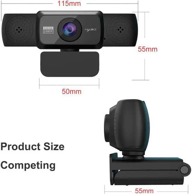 Alt view image 5 of 5 - 1080P HD Webcam with Microphone Mic Rotatable Full HD 1080P Web Cam Desktop PC Video Calling Webcam Camera Video Recording Work