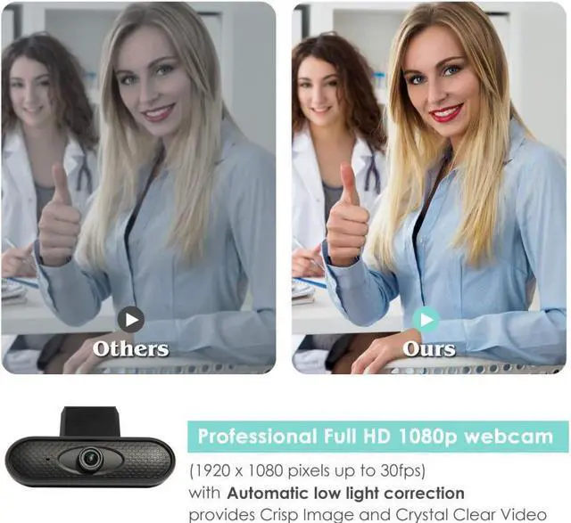 Alt view image 4 of 5 - PC Webcam 1080P web cam camera Built-in microphone for Desktop Laptop Compatible Windows 10 7 8 for video call conference