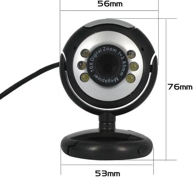 Alt view image 3 of 3 - New arrival Adjustable USB2.0 with 6 LED PC Camera HD Webcam Web Cam Built-in Mic for Computer PC Laptop with CMOS Sensor