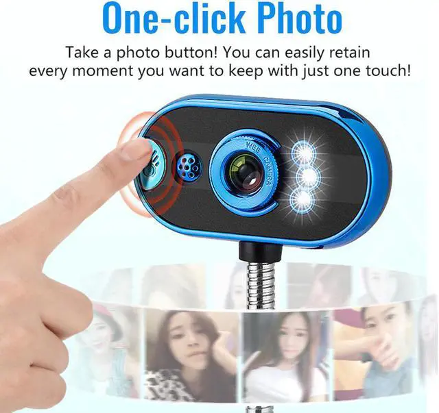 Alt view image 3 of 7 - 12 Megapixels HD Webcam USB 2.0 Camera Web Cam 360 Degree MIC Clip-on for Desktop Skype Computer PC Laptop Built-in Microphone