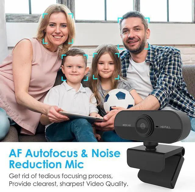 Alt view image 3 of 5 - 1080P HD USB Computer Webcam with 360 Degree Rotation Base Autofocus Web Camera w/Mic for Video Call PC Cam Support Mac Win