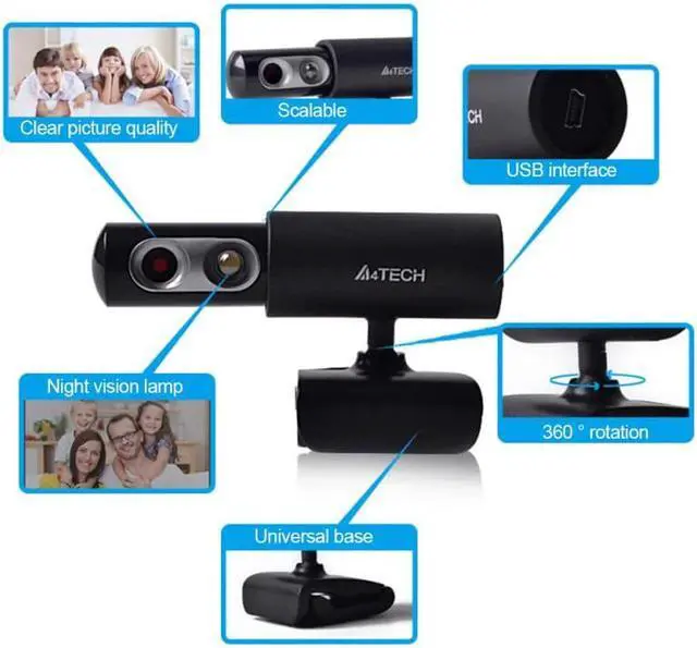 Alt view image 5 of 5 - USB 2.0 Webcam Camera Web Cam w/ Microphone 360° For Laptop Computer PC