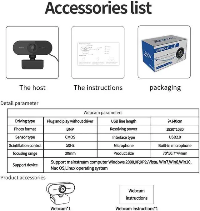 Alt view image 3 of 5 - 5 Megapixel 1080P USB Web Cam Webcam HD PC Camera with Absorption Microphone MIC for Skype for Android TV Rotatable Camera