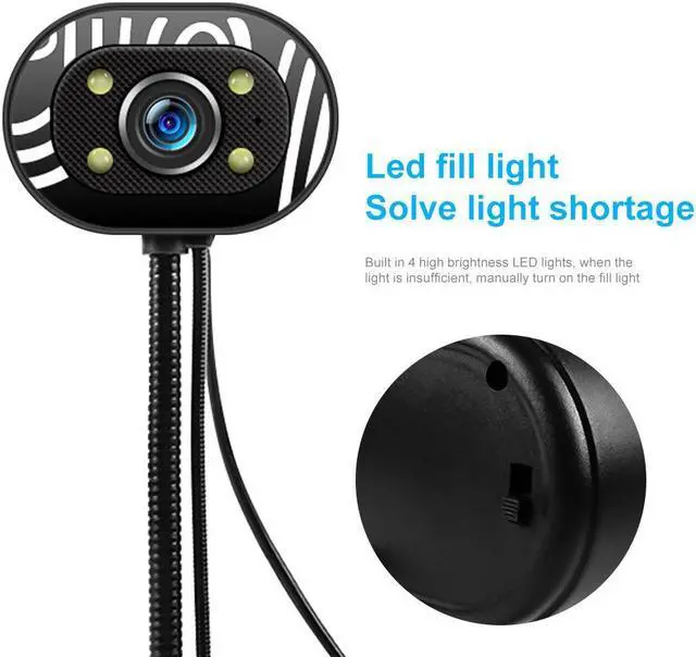 Alt view image 3 of 5 - Computer HD Webcam Video Webcam USB Camera Builtin Microphone Video Teaching Live With Mic HD LED Web Camera MIC Computer