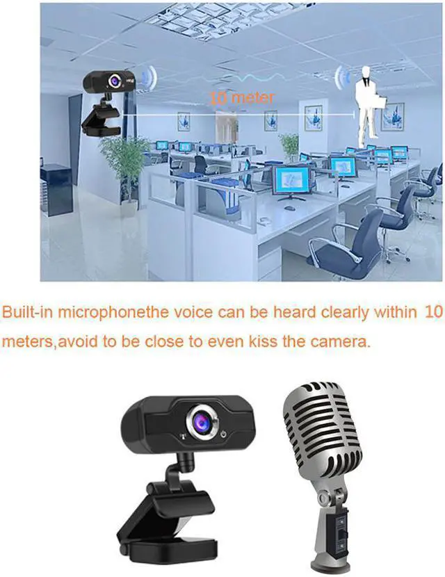 Alt view image 3 of 5 - 1080P Web Cam HD Camera Webcam with Mic Microphone for Computer PC Laptop Notebook Can Adjust The Angle ,Built-in Microphone