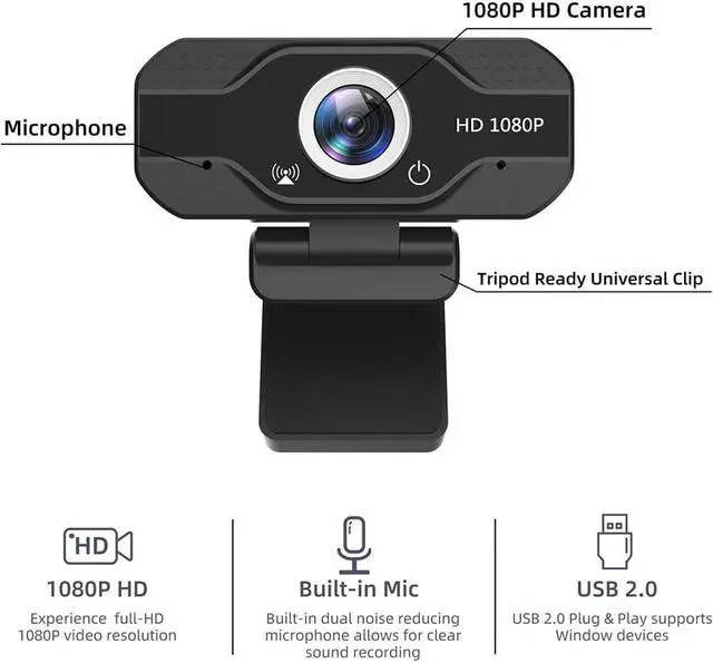 Alt view image 3 of 5 - 720P/1080P Webcam Built-in Microphone Smart Web Camera OS Desktop For PS4 Game Cam PC USB Laptops Windows C2B5