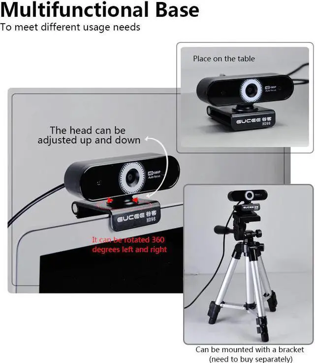 Alt view image 5 of 7 - Webcam Camera HD USB 2.0 Video Web Camera Digital Webcam With HD Mic Microphone 360 Rotation Internet Study PC Youtube