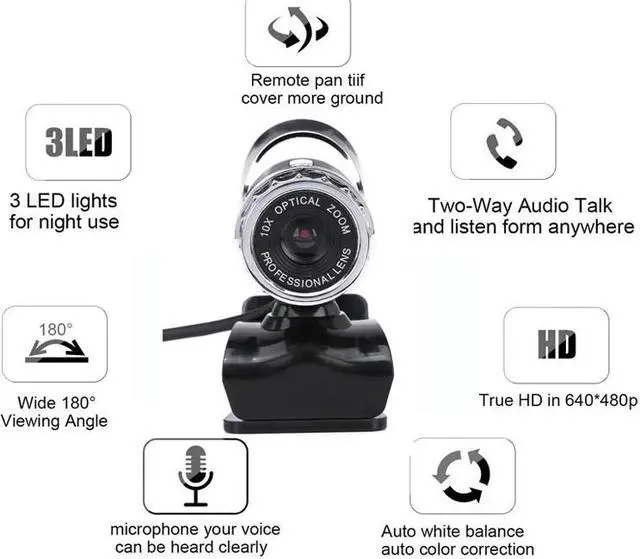 Alt view image 3 of 5 - Definition Web Cam  USB HD Webcam With Micro 360 Degrees Clip-On Camera For Skype Computer Youtube PC Laptop Windows XP