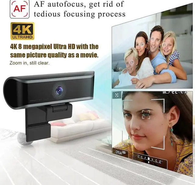 Alt view image 2 of 5 - 4K HD Webcam 1080P Auto/Manual Focus Web Camera With Microphone  Live Video Conference Work USB Cam For PC Laptop Computer