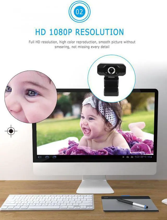 Alt view image 5 of 5 - 1080p 4k HD Computer Camera USB Web Camera s Built-In Sound-absorbing Microphone 1920 *1080 Resolution Dropshipping
