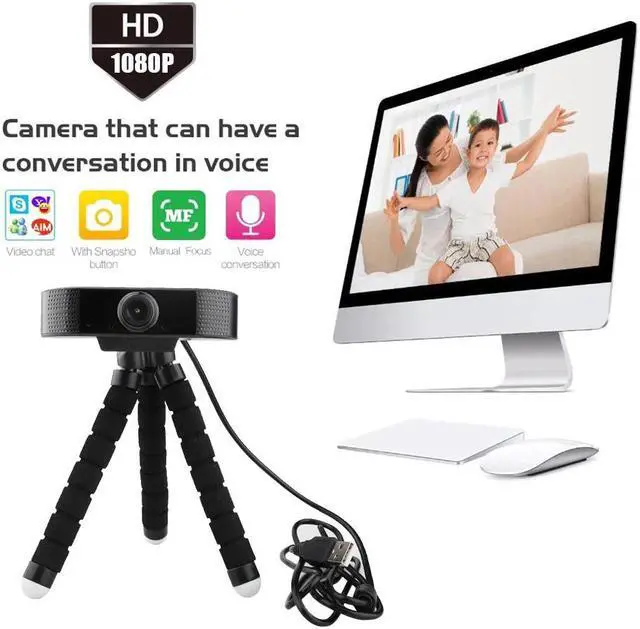 Alt view image 3 of 5 - 1080P Full HD  Mini USB Camera For Video Meeting/Youtube Web Camera For Laptop Computer With Microphone Tripod