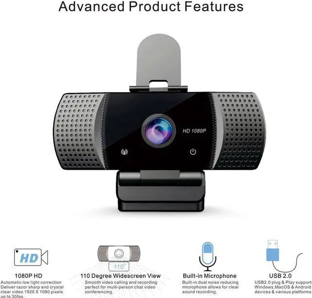 Alt view image 2 of 5 - 1080P Full HD 4K 30FPS Wide Angle USB Webcam with Privacy Cover Mic Web Cam For Computer PC Conference Web Camera