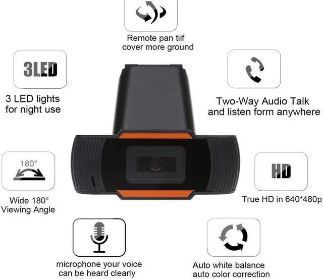 Alt view image 3 of 7 - 2.0 Web Camera with 6 LED Light Clip-on Webcam Camera for Laptop Desktop M17F