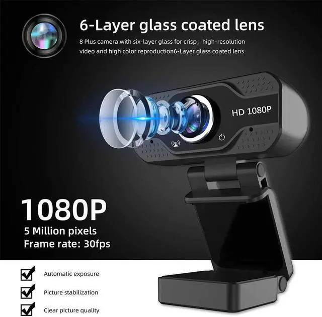 Alt view image 3 of 5 - HD 1080P Webcam Built-in Microphone Smart Web Camera USB For PS4 Desktop Laptops PC Game Cam OS Windows Android