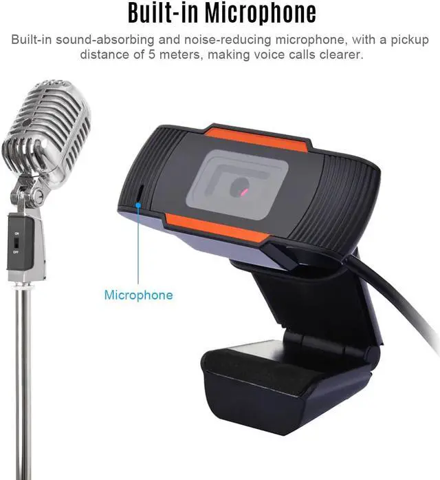 Alt view image 4 of 5 - 720/1080P Full HD Webcam Video Conference Camera Computers Camera with Microphone USB Plug&Play for Live Webcasting Web Cam