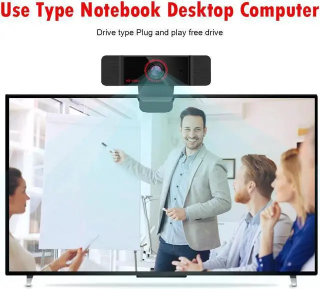 Alt view image 4 of 5 - 1080P Full HD Webcam with Built-in Microphone USB 2.0 Driver Free Web Camera for Video Conference Live Stream